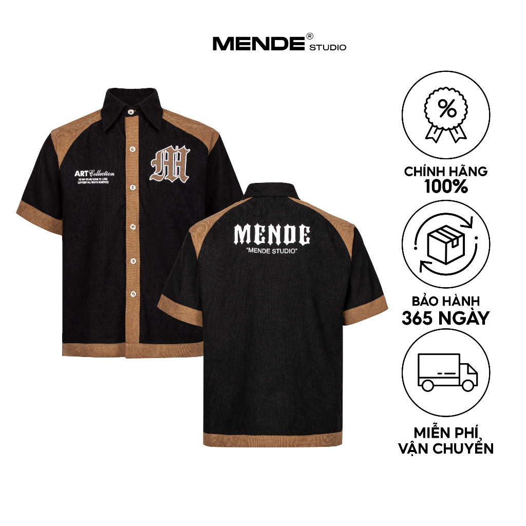 Pasted Shirt - Áo sơ mi nam tay ngắn vải nhung Mende