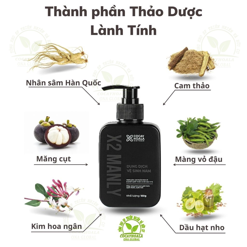 Dung Dịch Vệ Sinh Nam X2 Manly - Gel Vệ Sinh Nam X2 Manly 150ml  - Làm Sạch Khử Mùi Vùng Kín Nam