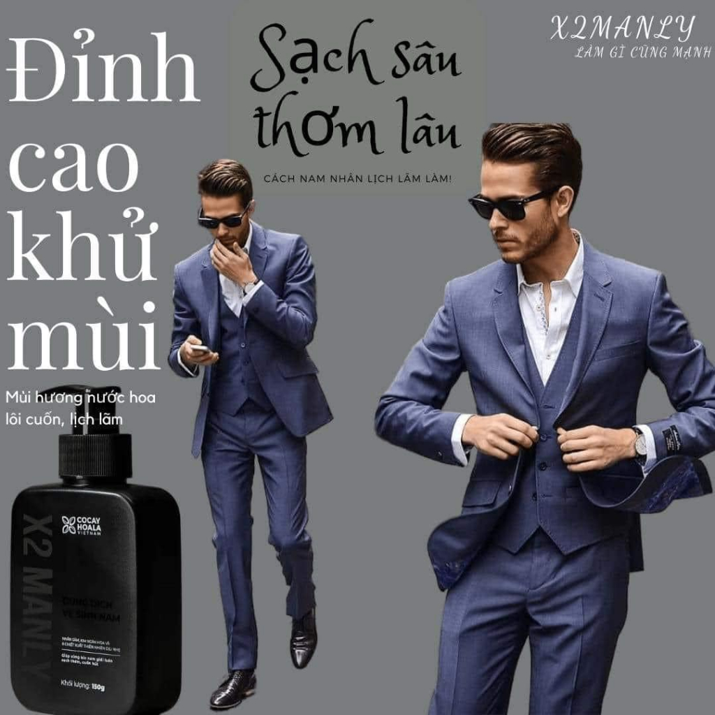 Dung Dịch Vệ Sinh Nam X2 Manly - Gel Vệ Sinh Nam X2 Manly 150ml  - Làm Sạch Khử Mùi Vùng Kín Nam