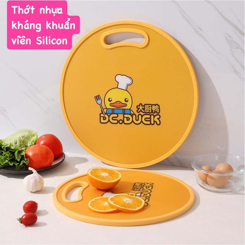 Thớt nhựa kháng khuẩn viền Silicon Hình vịt vàng G-Duck