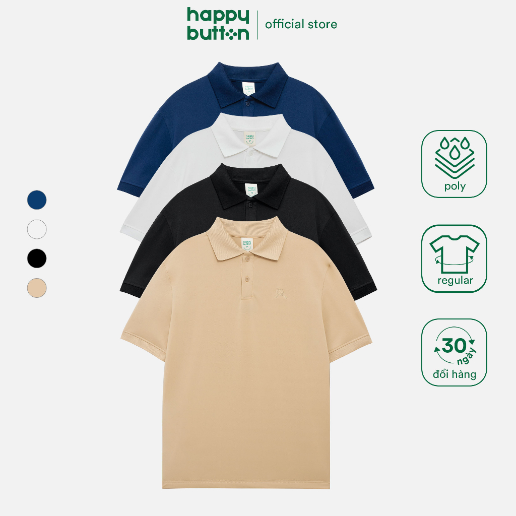 Áo Polo Nam Thêu Tennis - vải cá sấu poly, form slim fit - Happy Button