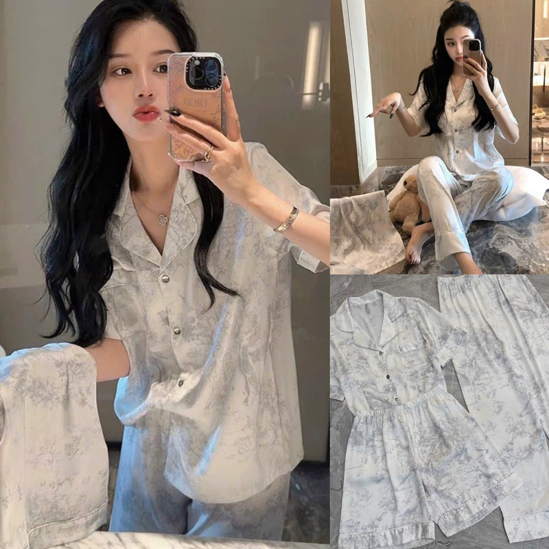 BỘ 3 MÓN PYJAMA LỤA QUẢNG CHÂU CAO CẤP MÃ 2023-0208