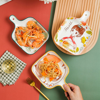 Dĩa tay cầm , dĩa trang trí bàn ăn hoạ tiết động vật đáng yêu.