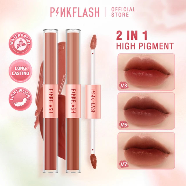 Son kem tint lì hai đầu PINKFLASH sắc tố cao lâu trôi 2 trong 1 30g