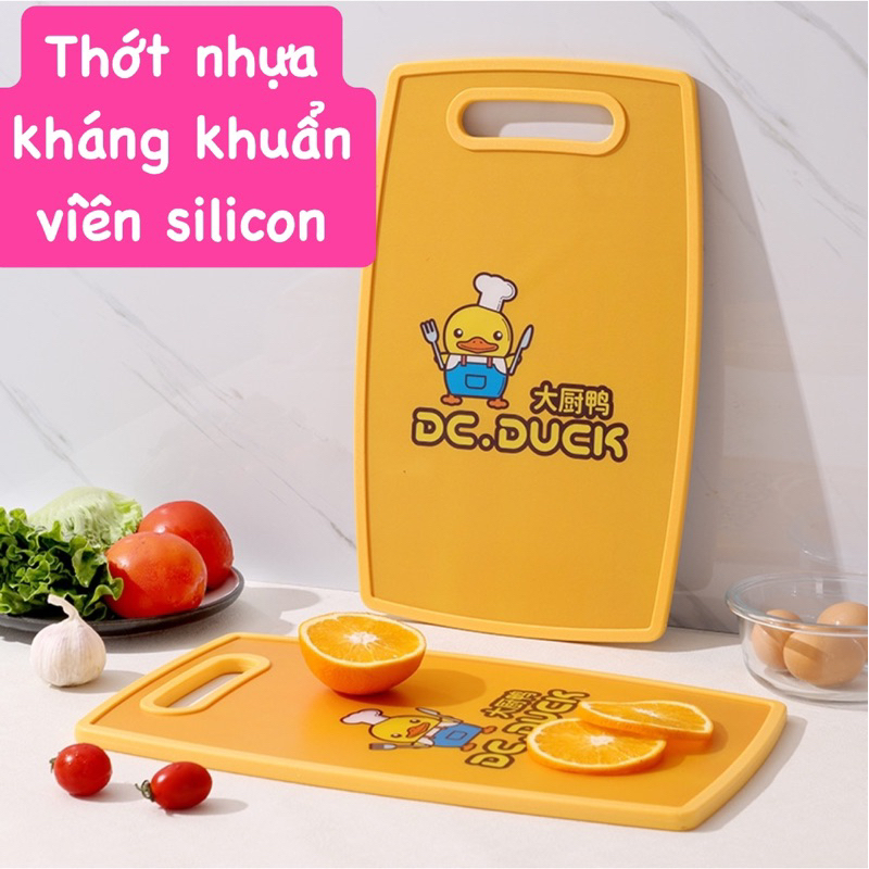 Thớt nhựa kháng khuẩn viền Silicon Hình vịt vàng G-Duck
