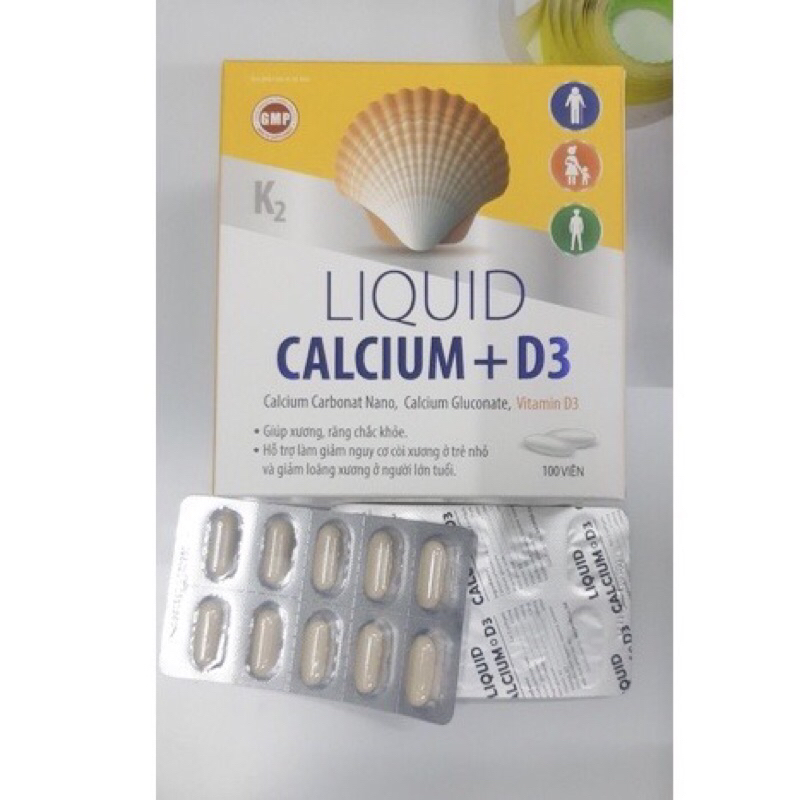 Liquid Calcium + D3 - Giúp bổ sung calci, vitamin D3 hiệu quả, hộp 100 viên