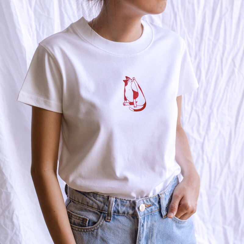 Áo thun nữ baby tee, áo thun cotton LAZY CAT Tshirt - Lew Lew