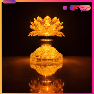 Đèn thờ Hoa Sen 2 Tầng LED màu vàng gold để bàn thờ Phật Tổ Tiên chưng bàn thờ đẹp trang trí tủ thờ