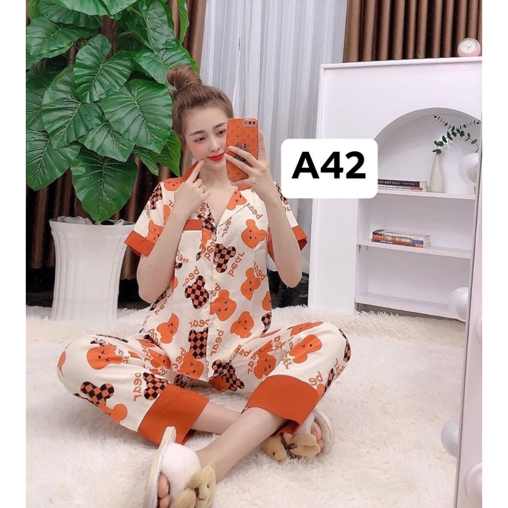 Bộ đồ ngủ pijama mặc nhà dài tay, cộc tay hàng thiết kế phù hợp mặc hè chất liệu kate lụa loại 1 - Nahee Official