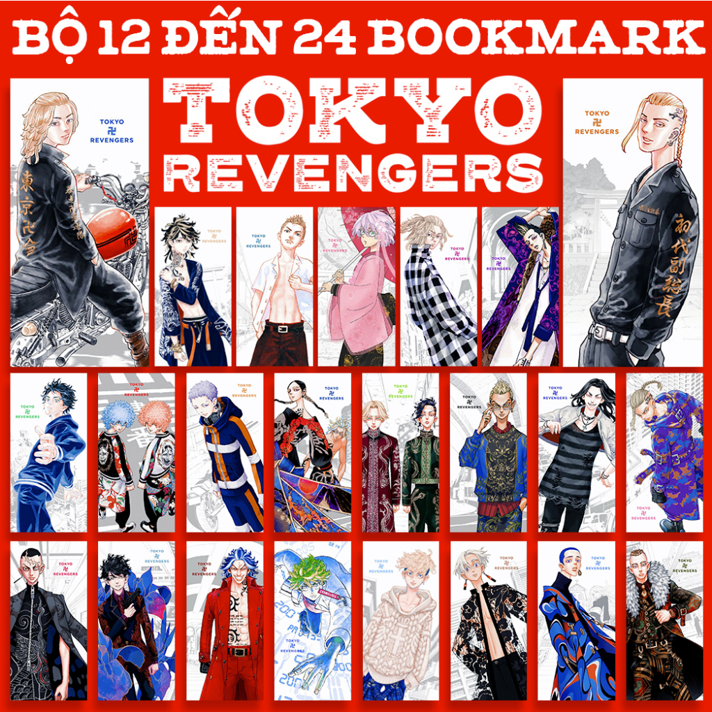Bộ 12 đến 24 bookmark TOKYO REVENGERS - KỊCH TRƯỜNG CỦA TAKEMICHI - bookmark anime manga