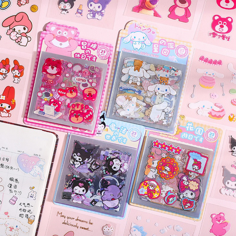 Túi 25 tấm sticker trong Sanrio: Cinnamoroll, My Melody, Kuromi
