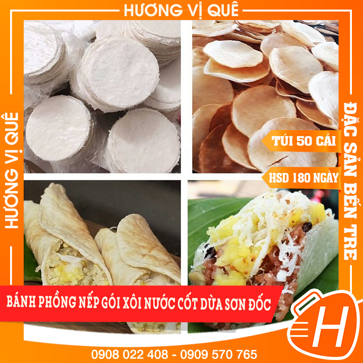Bánh Phồng Nếp Gói Xôi Nước Cốt Dừa Sơn Đốc - Túi 50 Cái - Đặc Sản Bến Tre
