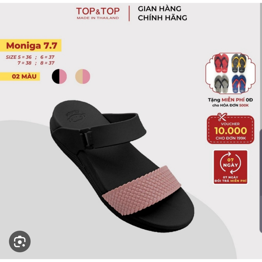 DÉP NHỰA NỮ QUAI NGANG THÁI LAN MONIGA 7.7