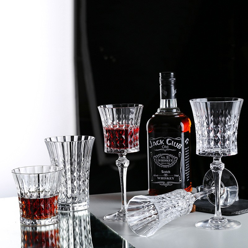 Ly cocktail thủy tinh, ly họa tiết cạnh cắt kim cương, chuyên dụng uống các đồ uống có cồn CRD01 - maydecor