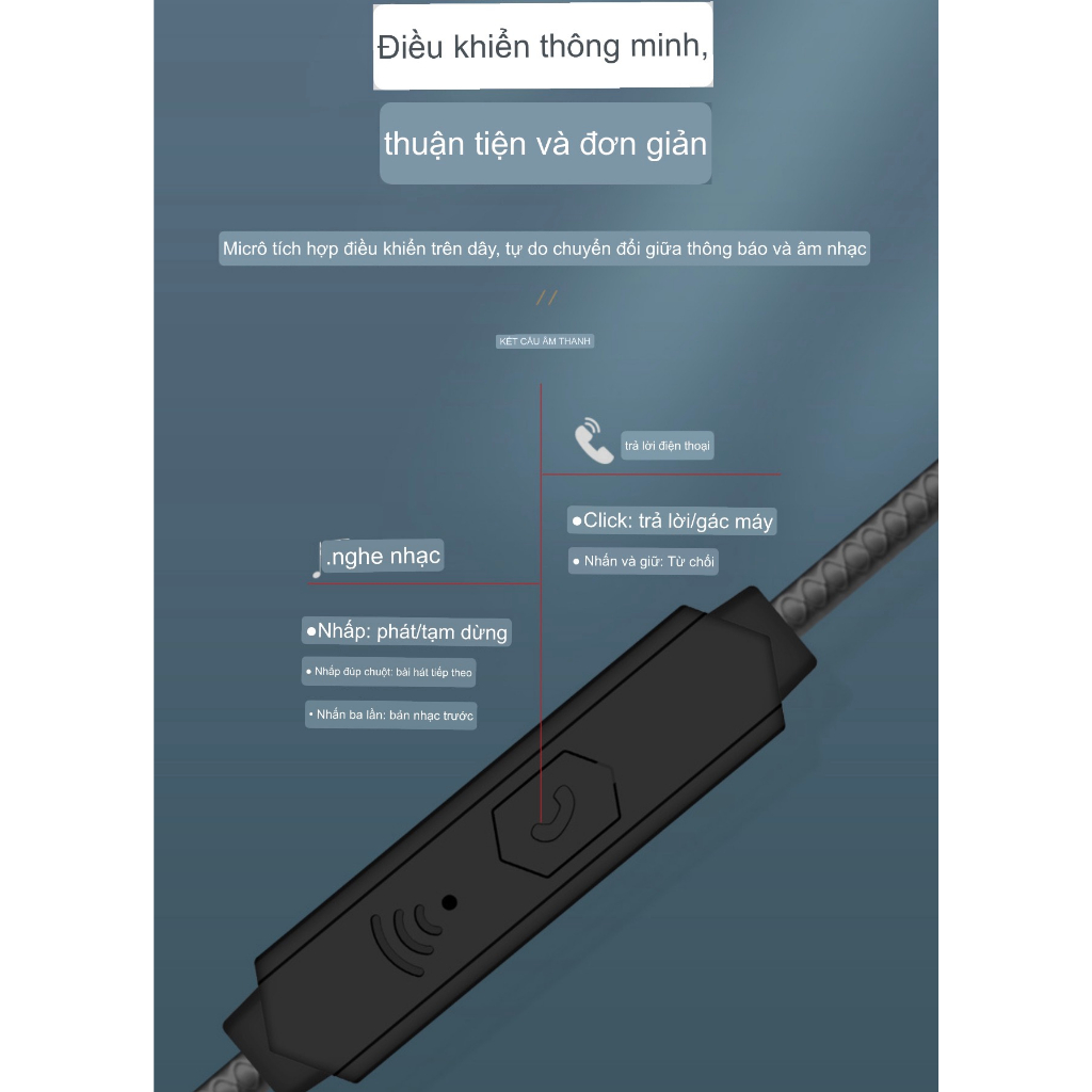 Tai nghe có dây nhét tai ,chơi game/gamming có Mic , jack 3.5mm bass ấm dành cho các dòng điện thoại, máy tính bảng, pc