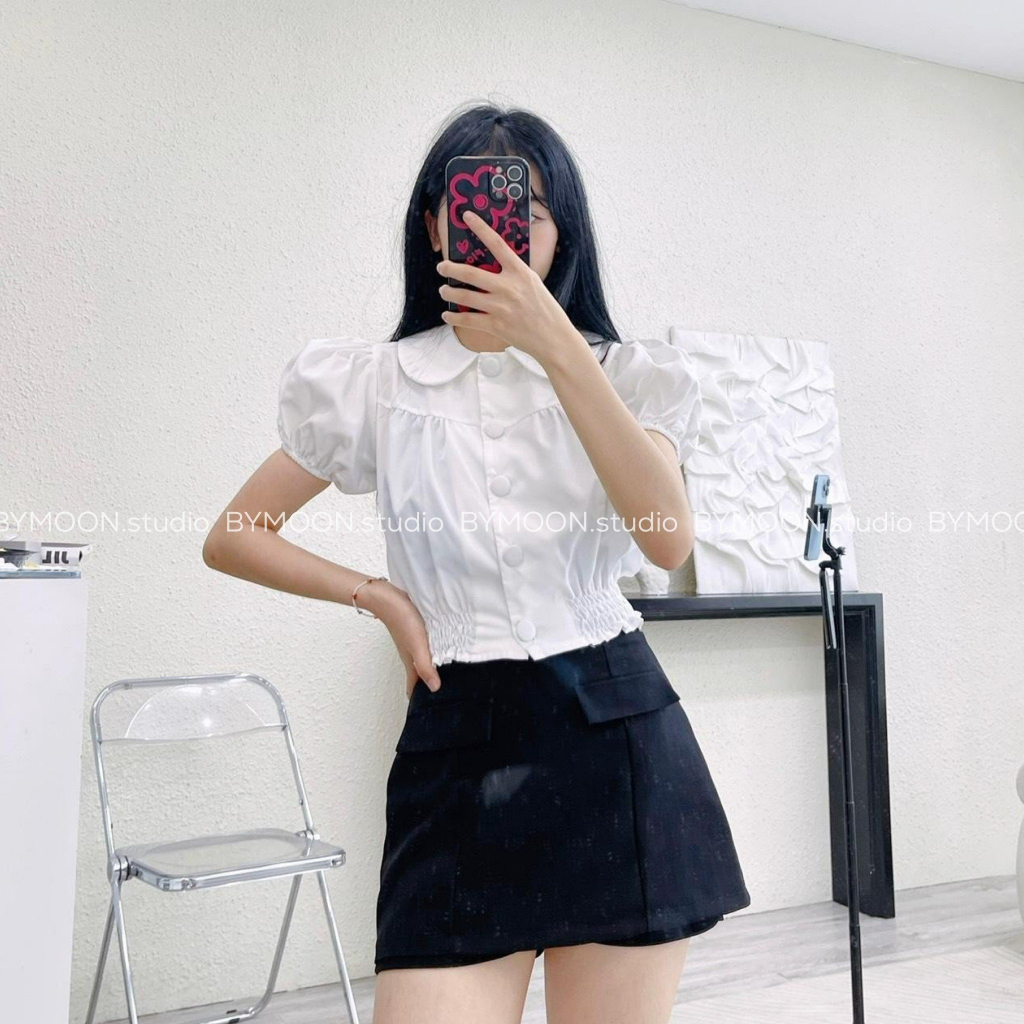 Áo sơmi kiểu tiểu thư thiết kế BYMOON - A038
