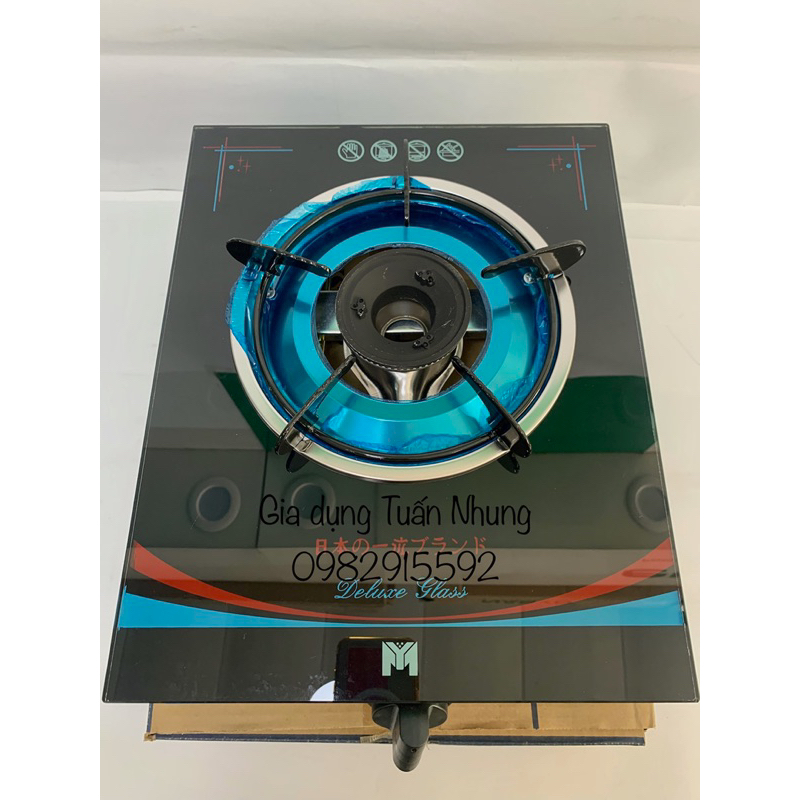 Bếp gas đơn mặt kính Mystar M-D1,M-D2 - Kính đen - Dùng bình gas lớn 6kg/ 12kg