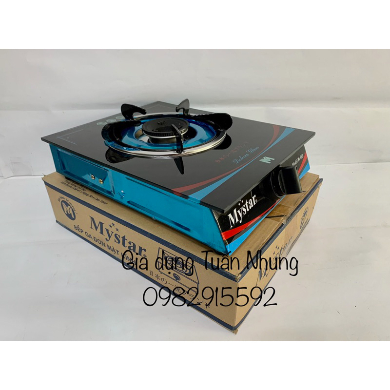 Bếp gas đơn mặt kính Mystar M-D1,M-D2 - Kính đen - Dùng bình gas lớn 6kg/ 12kg