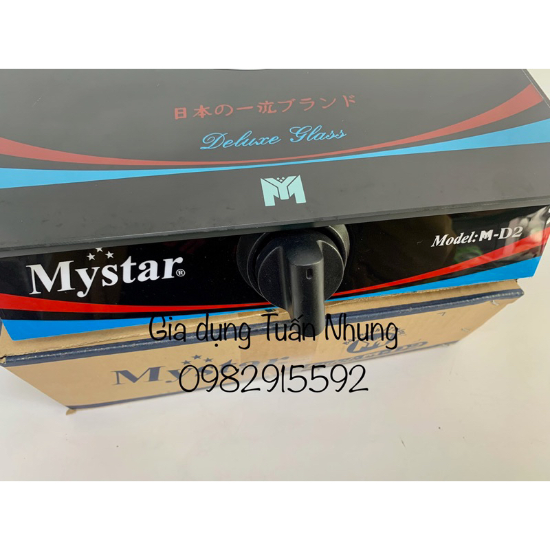 Bếp gas đơn mặt kính Mystar M-D1,M-D2 - Kính đen - Dùng bình gas lớn 6kg/ 12kg