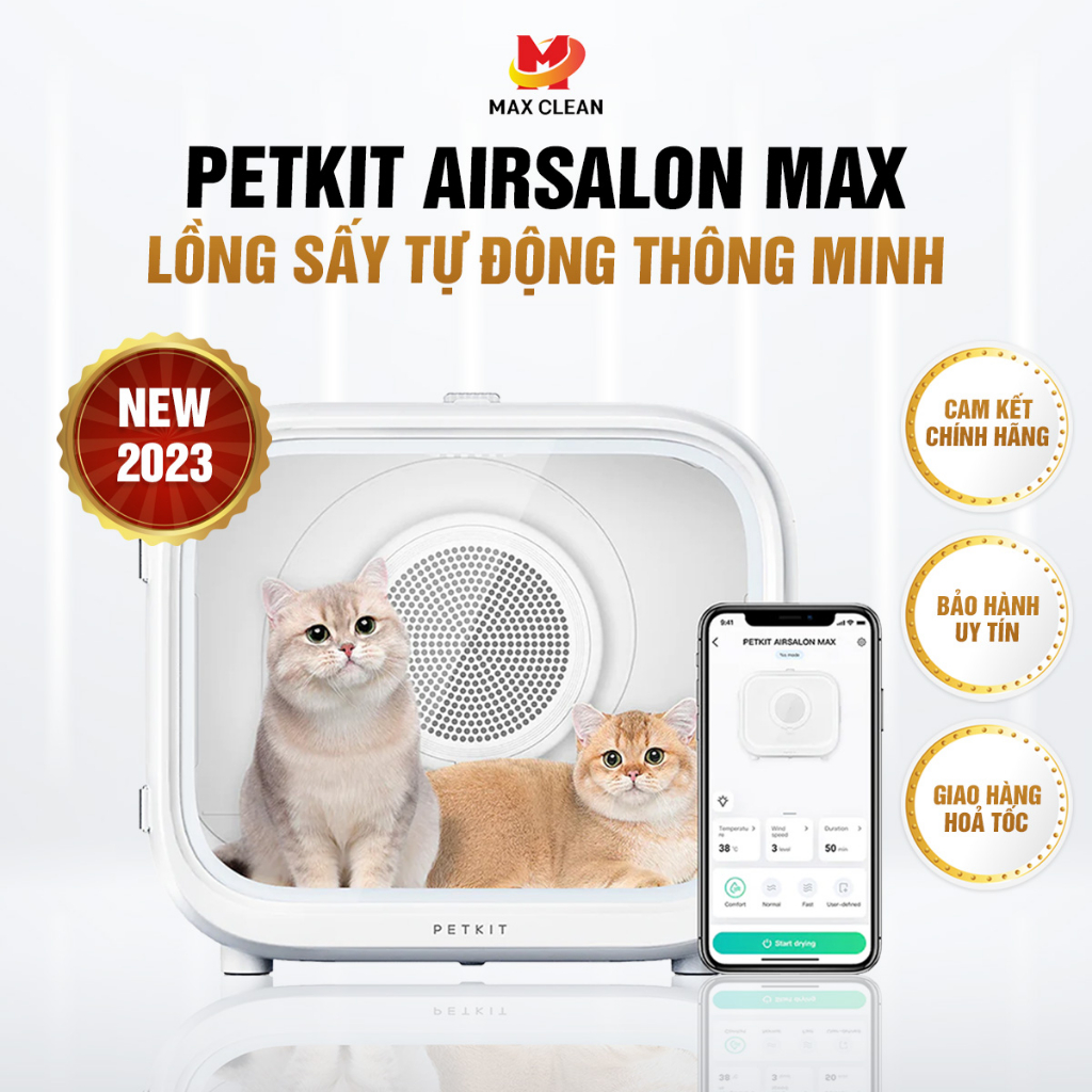 Lồng Sấy Thông Minh Tự Động Cho Chó Mèo Thú Cưng PETKIT AIRSALON MAX - Max Clean