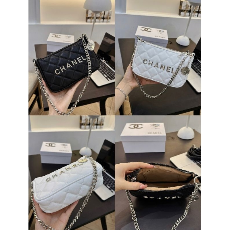 Túi đeo chéo kẹp nách xích đồng xu xanh jean siêu đẹp 20cm