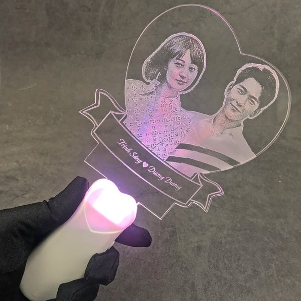 Lightstick khắc laser theo yêu cầu - mẫu tim 02