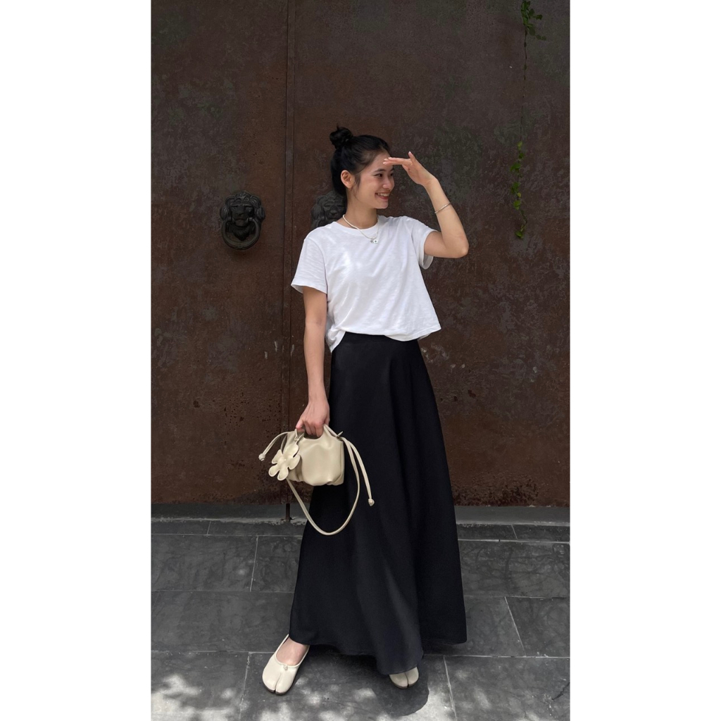 Chân váy dài form A  - BLACK - BEIGE  SKIRT CHICHI