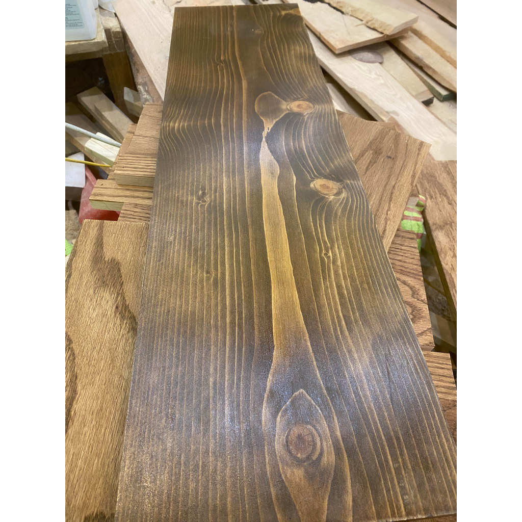 Mặt bàn gỗ thông sơn màu óc chó 80*23