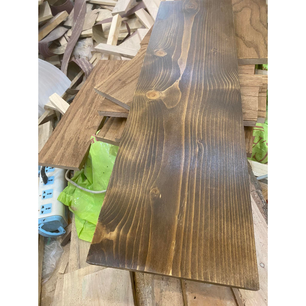 Mặt bàn gỗ thông sơn màu óc chó 80*23