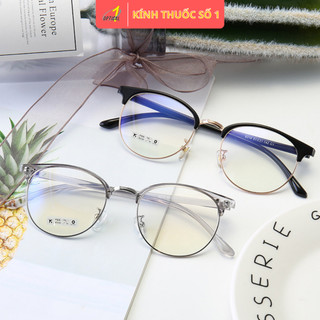 Gọng kính cận nam nữ KÍNH THUỐC SỐ 1 mắt tròn chất liệu kim loại càng nhựa 6214 có thể lắp mắt cận, viễn, loạn