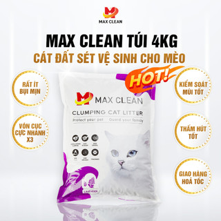 Cát vệ sinh cho mèo Max Clean, Cát đất sét hương Lavender, siêu vón, ít bụi, khử mùi tốt, 4kg 8 lít - Max Clean