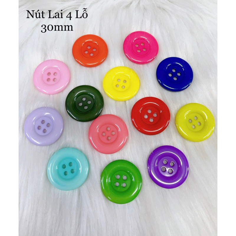 20 Nút Nhựa 4 Lỗ Bóng Size 30mm Màu Pastel Trang Trí Phụ Kiện Giá Sỉ