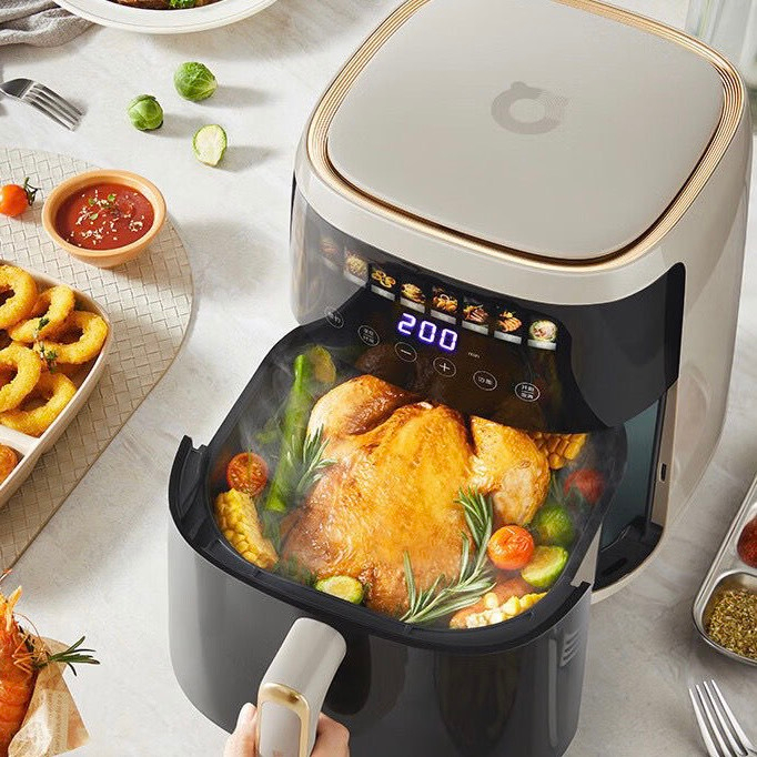 Nồi chiên không dầu mặt kính cảm ứng dung tích 5L BEAR QZG-F15H1 màu cafe sữa bảo hành 12 tháng