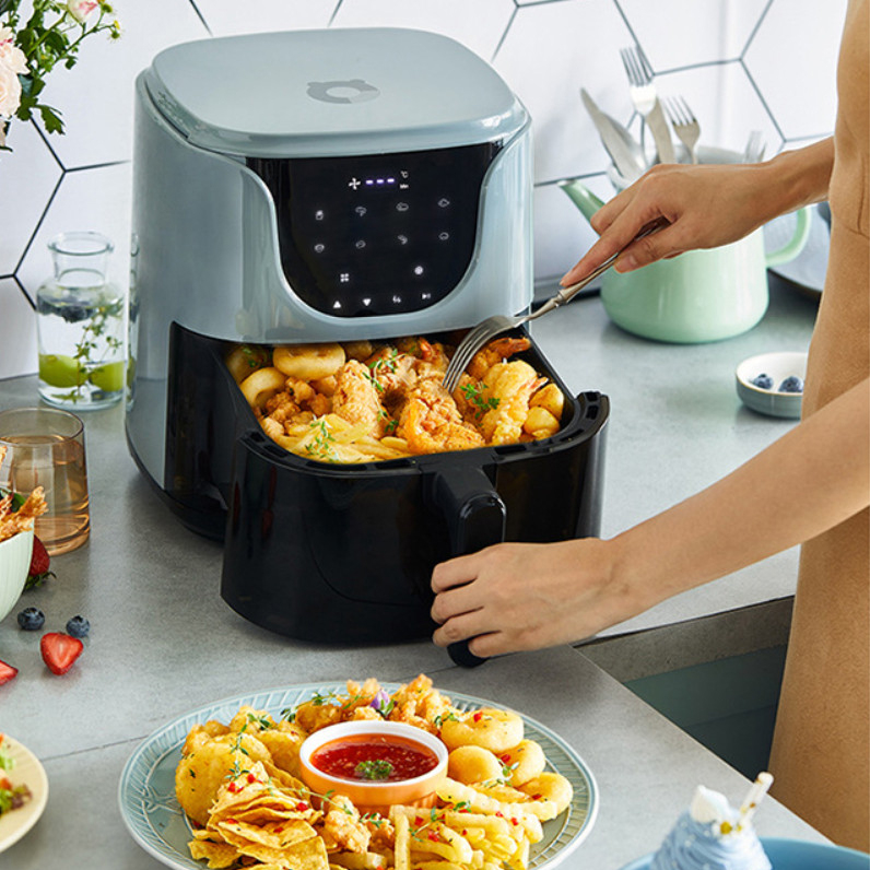 Nồi chiên không dầu mặt kính mẫu mới 2023 BEAR QZG-E16C5 dung tích 5L màu xám xanh bảo hành 12 tháng
