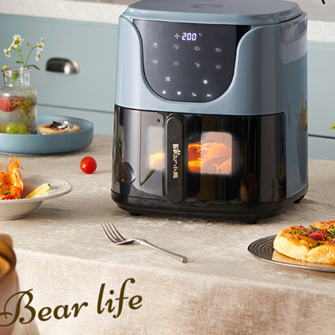 Nồi chiên không dầu mặt kính mẫu mới 2023 BEAR QZG-E16C5 dung tích 5L màu xám xanh bảo hành 12 tháng