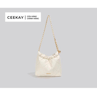 Túi xách Ceekay chính hãng | Túi xách Ceekay nữ da mềm dây xích rút miệng ô trám - Full box - CK02