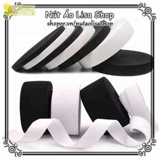 . dây thun luồn quần áo 0.3cm, 0.5cm, 0.7cm, 1cm 2cm 2.5cm 3cm 4cm 5cm : trắng, đen .