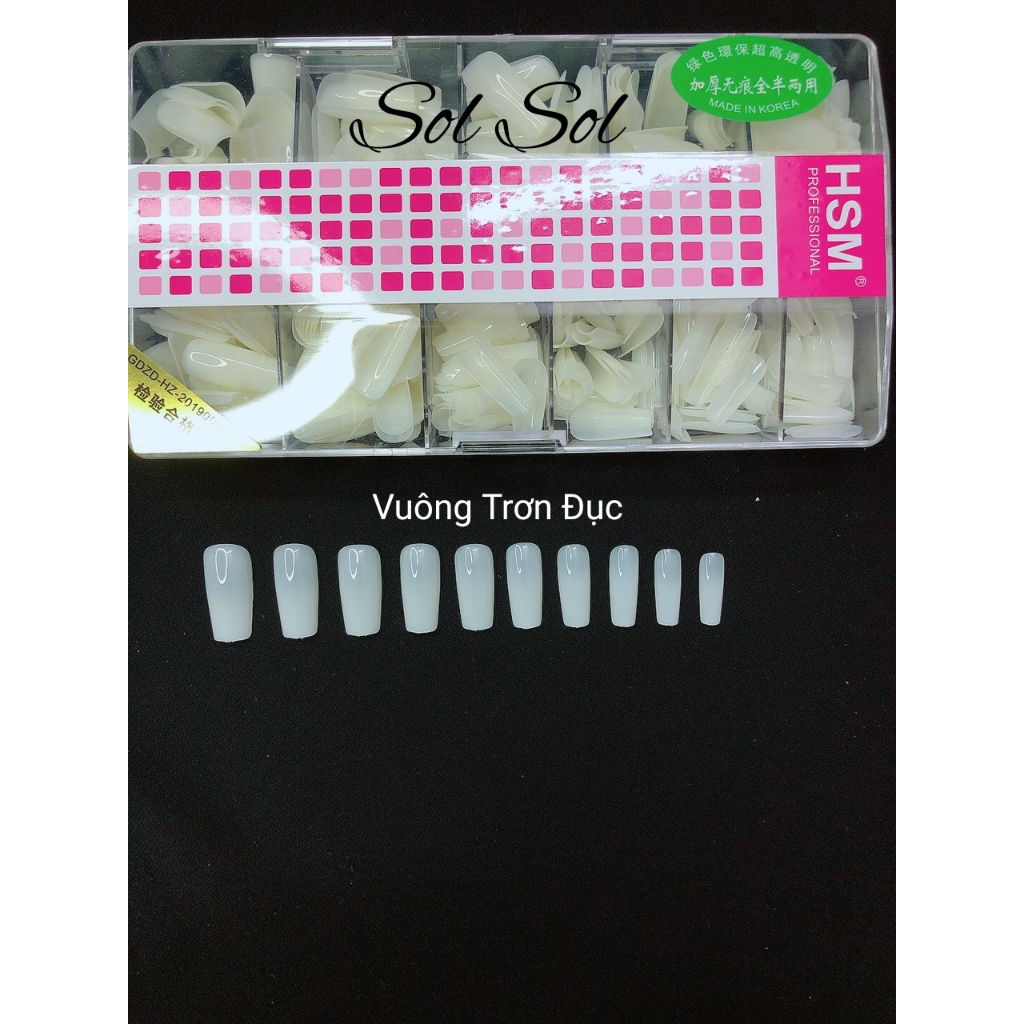 Móng úp lẻ size HSM - phom VUÔNG TRƠN ĐỤC