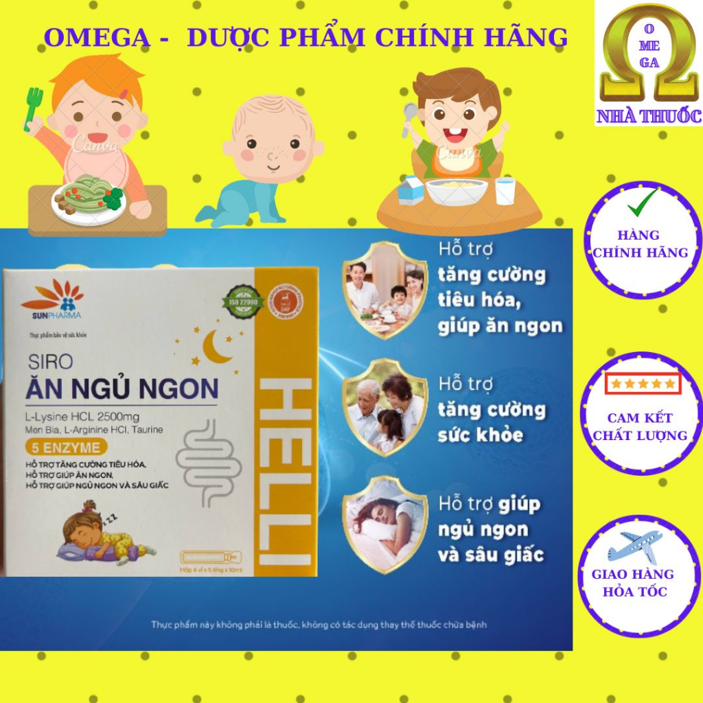 Siro Ăn Ngủ Ngon HELLI Cho Bé - Giúp Bé Ăn Ngon Miệng, Ngủ Sâu Giấc