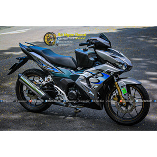 TEM LỬA DÁN XE WINNER X V3 MÀU BẠC XANH ĐEN