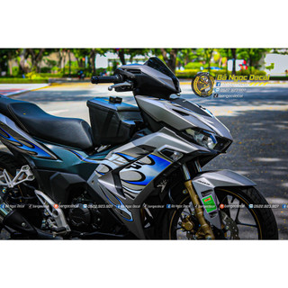TEM LỬA DÁN XE WINNER X V3 MÀU BẠC XANH ĐEN