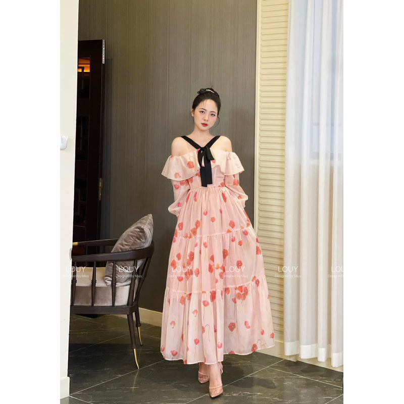 Đầm xoè đi biển voan hoa có lót TRIPBLE T DRESS - Free size dưới 54kg - MS50HD