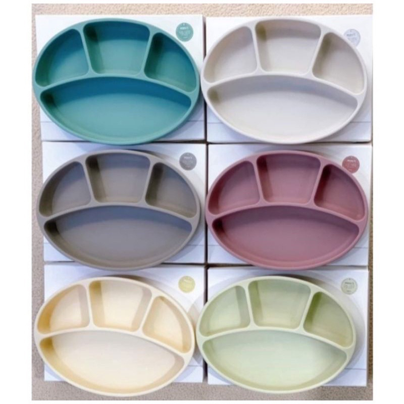 Khay ăn dặm chia ngăn- khay silicone cho bé Bluemama Hàn quốc kích thước 23x 17cm