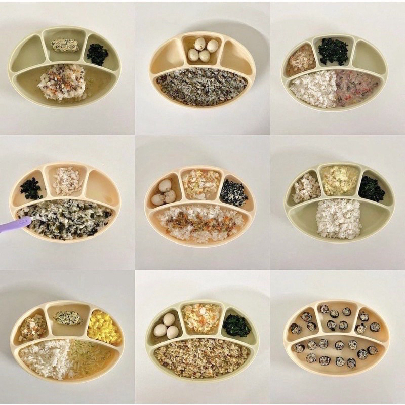 Khay ăn dặm chia ngăn- khay silicone cho bé Bluemama Hàn quốc kích thước 23x 17cm