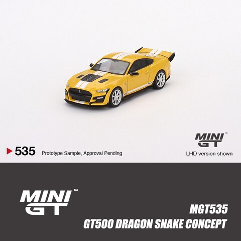 (Premium bánh cao su) Xe mô hình MINI GT (No535) Shelby GT500 Dragon Snake Concept Yellow