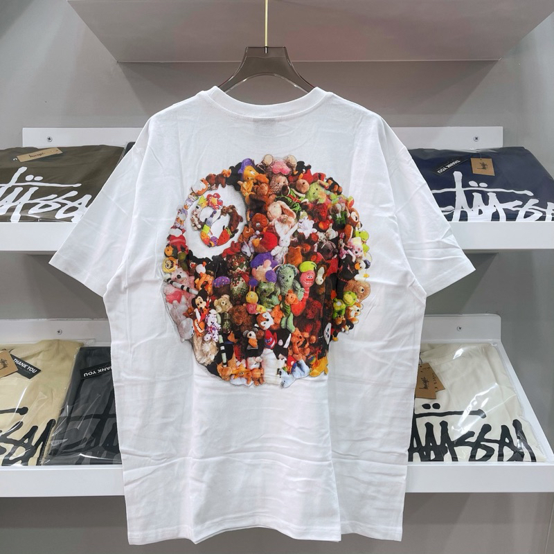 CHÍNH HÃNG - ÁO STUSSY PLUSH T-SHIRT - ÁO THUN CỔ TRÒN TAY LỠ MÀU TRẮNG - VINC STORE