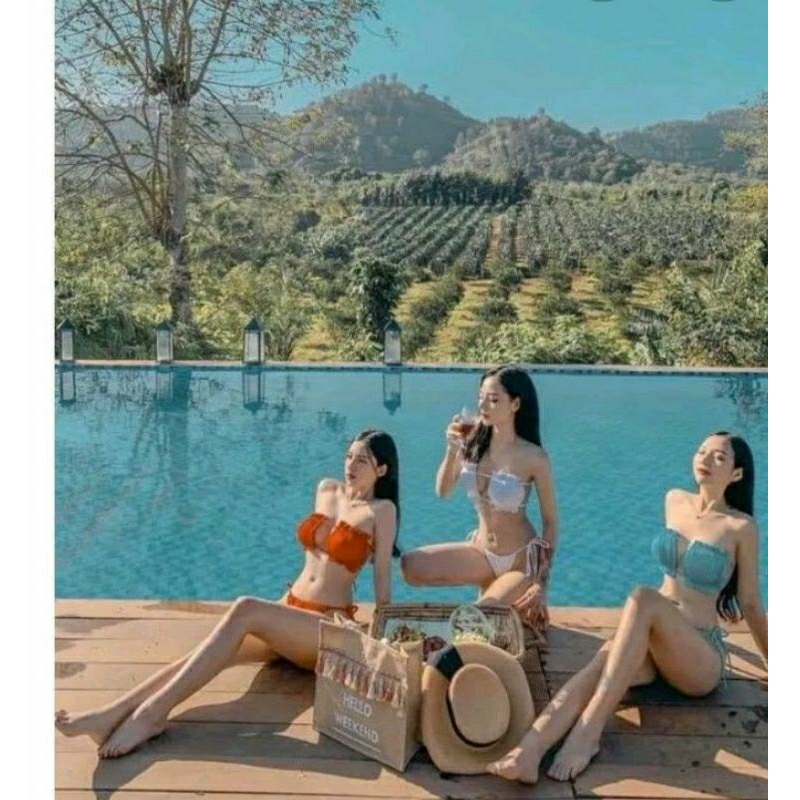 Bikini 2 mảnh đi biển bơi lội có mút ngực xinh xắn