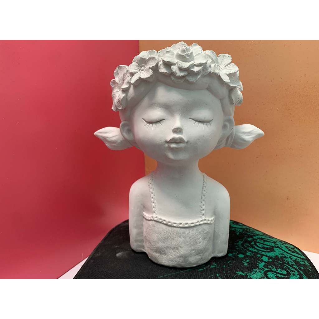 Tô Tượng Thạch Cao Cô Gái Thiên Thần Size Lớn - Tượng Tô Màu Cho Bé Tặng 1 Tượng Nhỏ Dễ Thương - Bảo Bình Decor