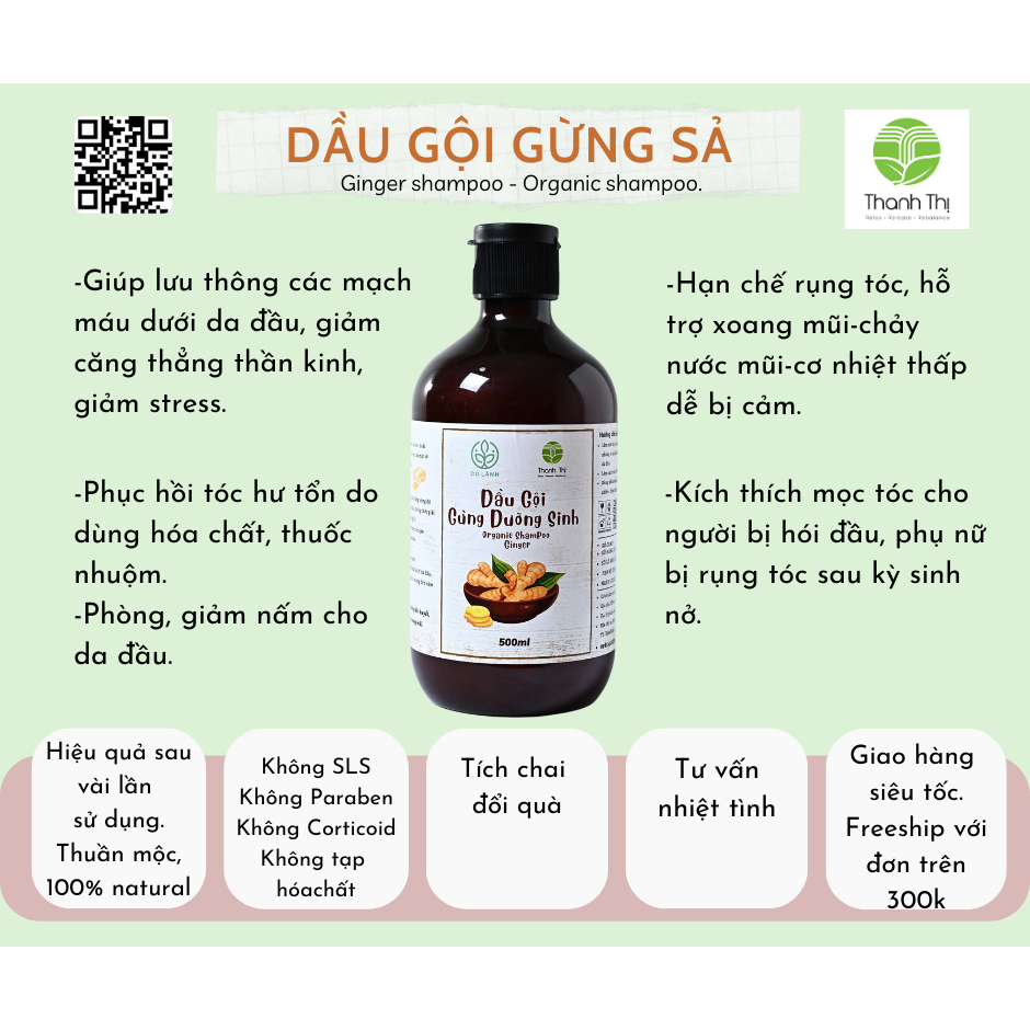 Dầu gội gừng sả Thanh Thị 500ml