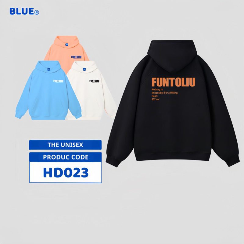 Áo Hoodie Funtoliu Brand Blue Streetwear Form Rộng Ulzzang Couple HD023